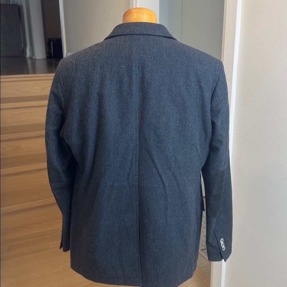 Bugatti Flexcity Blue Charcoal Blazer – Size 42R – Wool Blend Elbow Patch - Picture 3 of 11